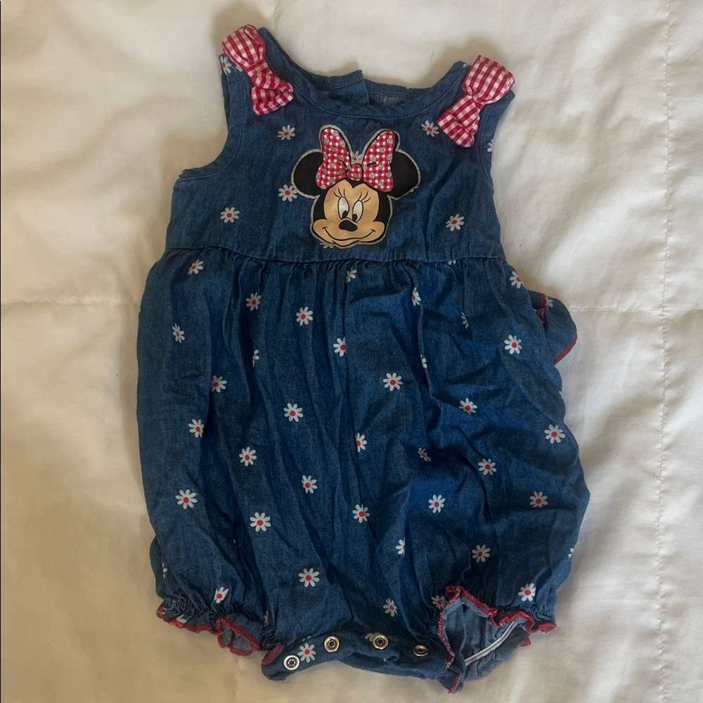 Disney Baby Blue Denim Outfit with Red Accents